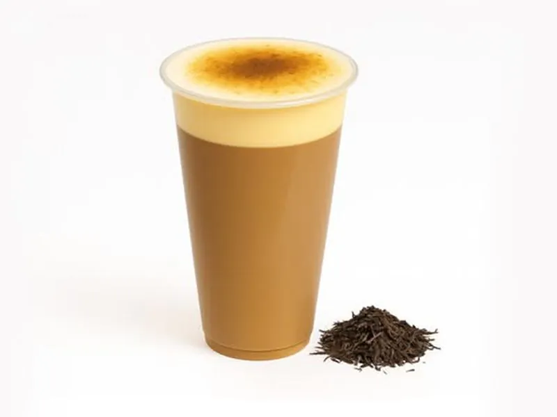 Creamy creme brulee milk tea at ZERO& Newbury Street, a Bubble Tea Shop in Boston