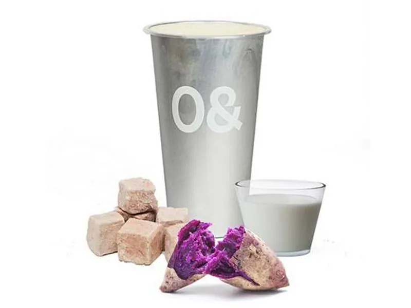 Warm ube taro drink at ZERO& Newbury Street, a Bubble Tea Shop in Boston