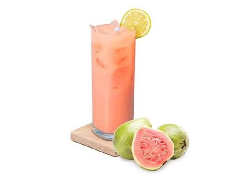 Refreshing pink guava drink at ZERO& Newbury Street, a Bubble Tea Shop in Boston